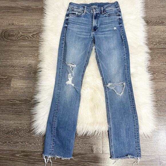 MOTHER Denim Womens Mid Rise Dazzler Ankle Fray Size 27 Wash Weekend Warrior - Picture 1 of 7